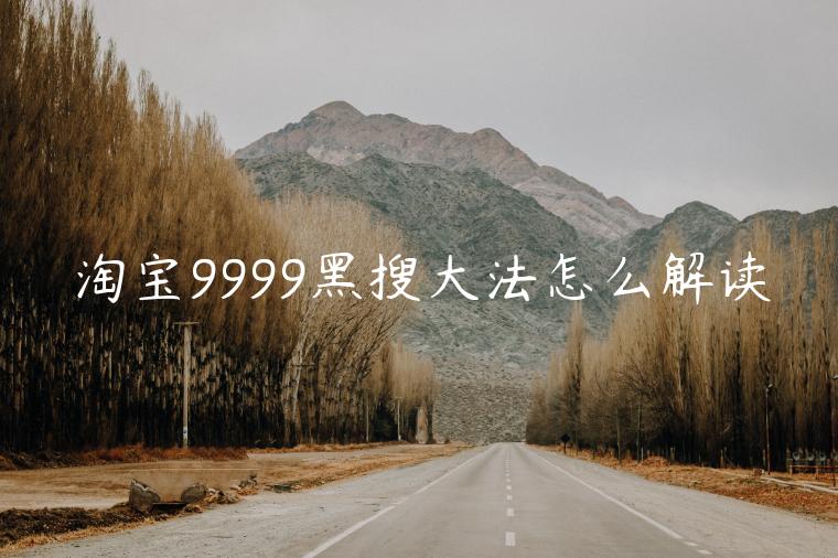 淘寶9999黑搜大法怎么解讀